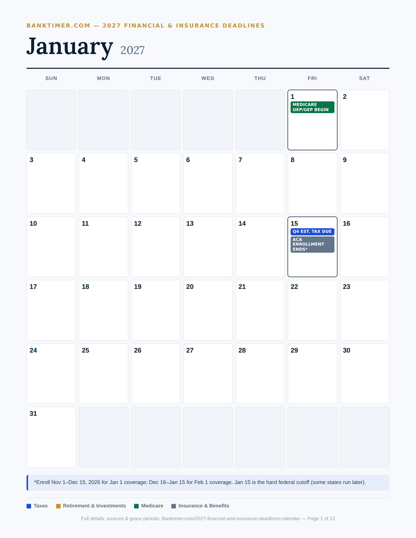 Banktimer 2027 01 january financial deadlines calendar