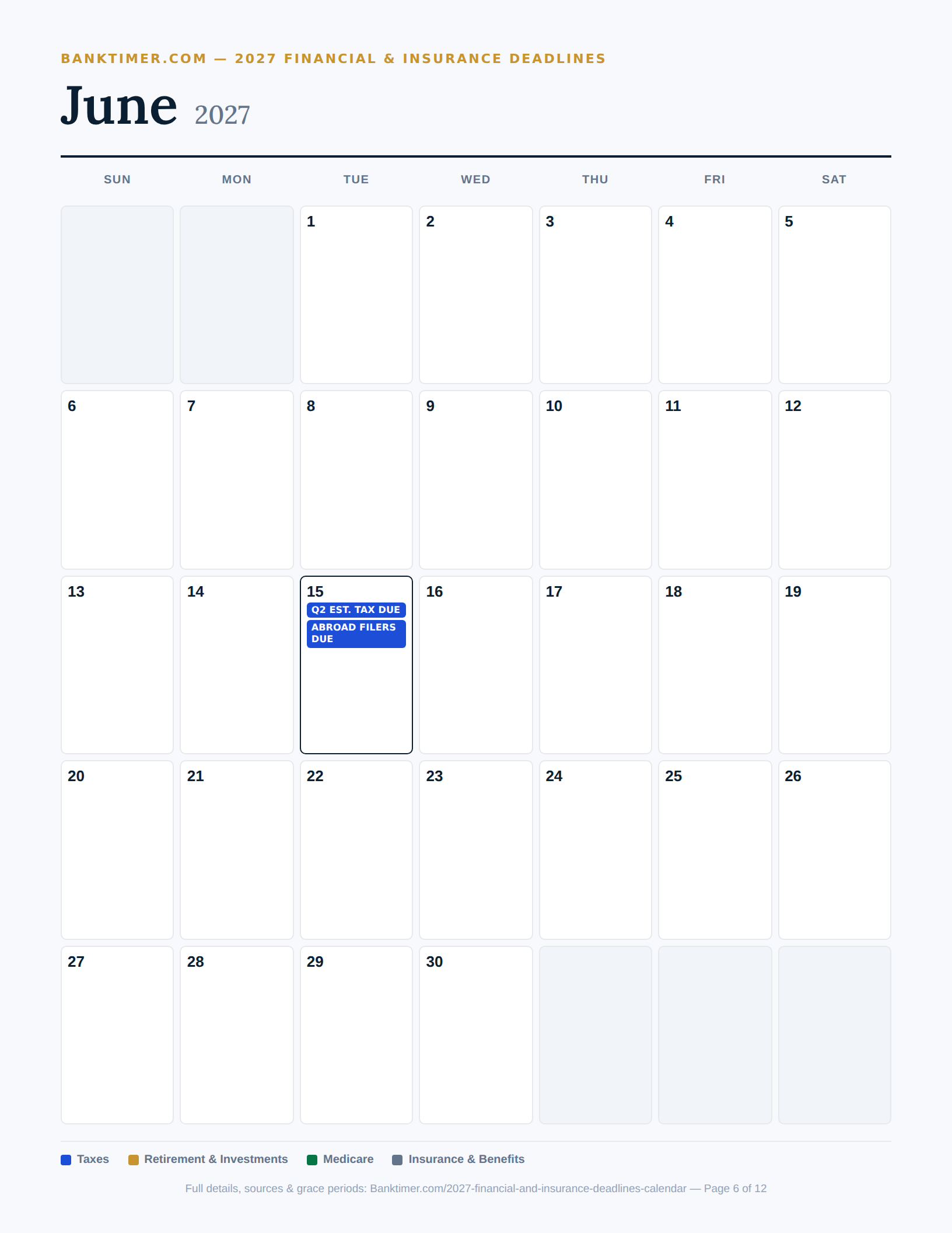 Banktimer 2027 06 june financial deadlines calendar
